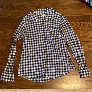 Navy and White Plaid J. Crew Button Up Shirt